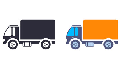 Truck icon for transporting cargo. Flat illustration.