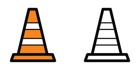 Orange and black traffic cone next to black outline cone orange cone safety cone