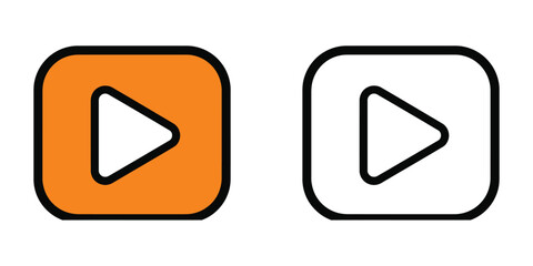 Two rounded square play buttons one orange one white with black outlines media video