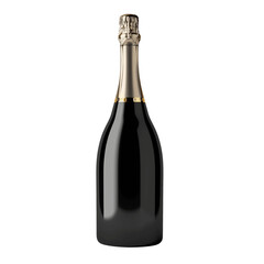Sleek black champagne bottle with elegant gold foil and accents, perfect for celebrations, luxury events, and sophisticated marketing campaigns