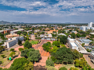 aerial view Gaborone Botswana, parliament of Botswana, city skyline, daytime