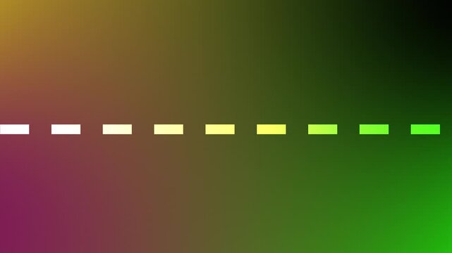 Straight dash line video. dotted path animation. dotted line on green, pink and orange gradient screen. dashed line animation with continuous loop