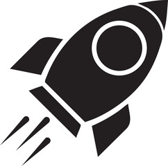 Vector of a Rocket Launched Editable Icon Silhouette to Signify, Fast Launch, Increase in Stocks, Crypto, or Missiles