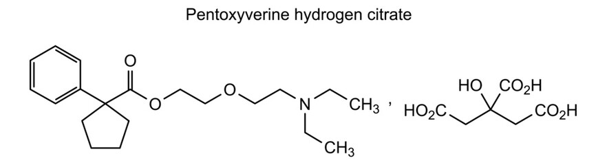 Pentoxyverine hydrogen citrate, chemical structure of pentoxyverine hydrogen citrate, drug substance
