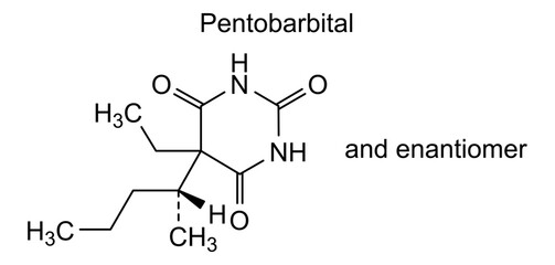 Pentobarbital, chemical structure of pentobarbital, drug substance