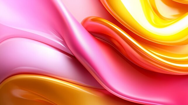 Pink and orange wave with a yellow line. The pink and orange colors give the image a warm and inviting mood