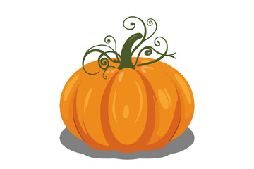 Fresh orange pumpkin cartoon for Thanksgiving and Halloween decorations