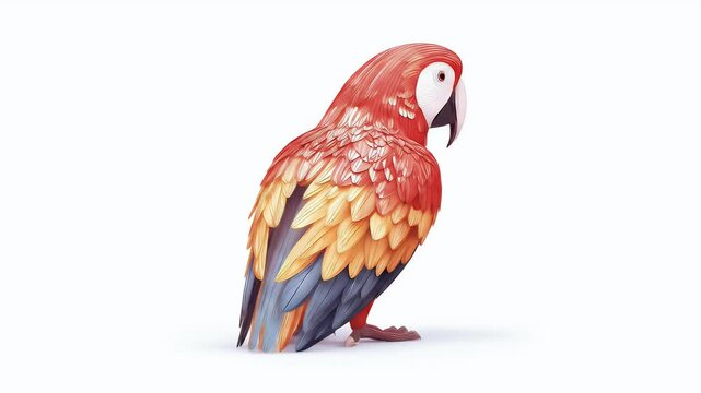 Colorful Parrot Illustration on White Background, Isolated.