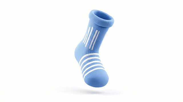 3D Render of a Blue Sock on White Background.