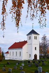 Totenvika Church, Norway, in fall.