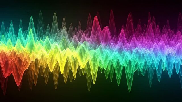 Dynamic neon frequency waveform visualization looping abstract digital spectrum display vertical format