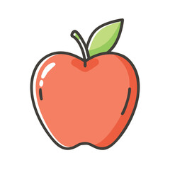 Fototapeta premium Vector illustration of a red apple fruit with leaf