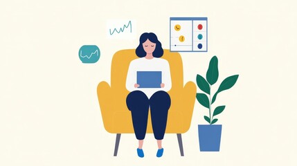 Woman Analyzing Data on Tablet, charts , analytics