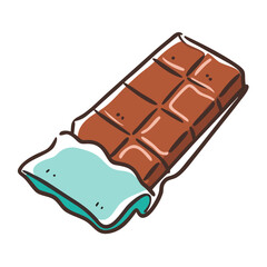 Vector illustration of a segmented chocolate bar with colorful filling