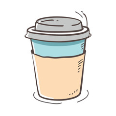 Vector illustration of a coffee cup with lid and sleeve