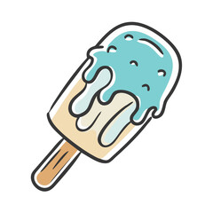 Delicious blue ice cream pop vector illustration sweet treat icon