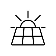 Outline sun solar panel energy renewable power line art
