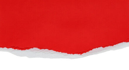 Obraz premium A close up view of torn red paper with a white edge against a black background in a studio shot