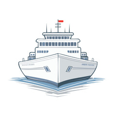 Obraz premium Majestic cruise ship or ocean liner sailing on the water, a stylized front view illustration