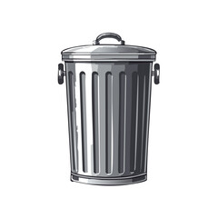 Classic Metal Trash Can with Lid and Handles Clean Metal Texture