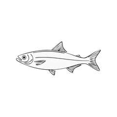 Fototapeta premium Illustration of a stylized fish in black and white against a simple background.