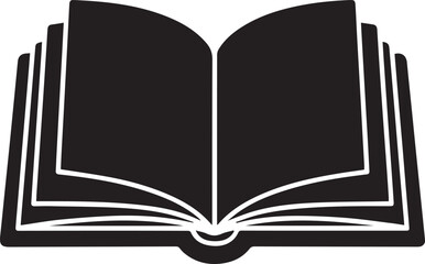 Open black book with visible pages and spine icon graphic reading knowledge