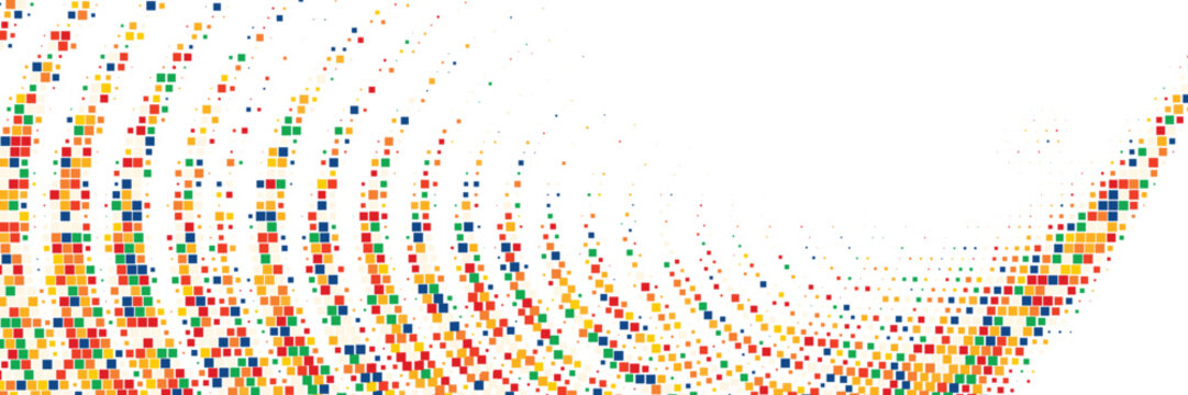 Multicolor halftone wave background with abstract dotted pattern, vibrant flowing motion design, creative geometric texture for modern digital visual art
