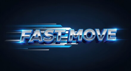 Dynamic Fast Move Text Effect with Blue Light Streaks on Dark Background.
