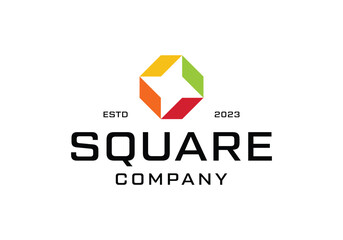 geometric colorful square logo icon design template