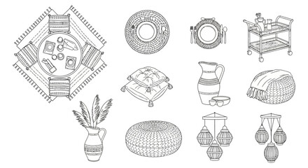 bohemian dining setup a stylish dining table with cushions and tableware for relaxed gatherings creating a cozy inviting and free-spirited ambiance