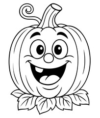 Cute pumpkin coloring page for kids — smiling Halloween jack o’lantern outline drawing