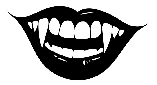 female lips with fangs &mdash; dark seductive smile