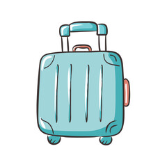 Light blue rolling suitcase illustration vector graphic travel icon