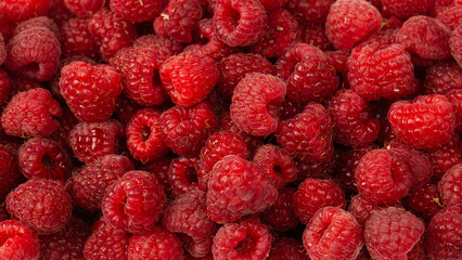 Raspberry in plastic container isolated on white background.