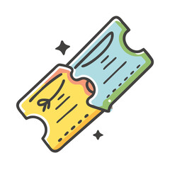Hand drawn vector illustration of two colorful tickets icon