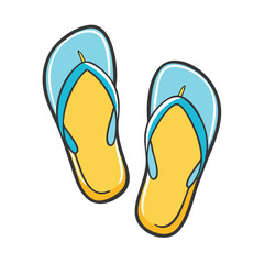 Vector illustration of blue and yellow flip flop sandals icon