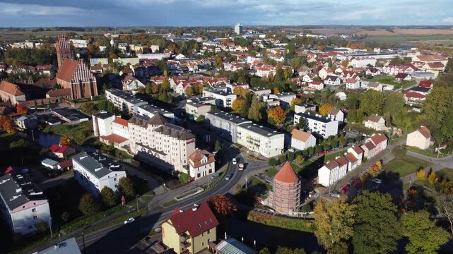 Panorama of Dobre Miasto from a drone Poland