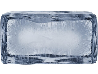 Rectangular ice block, frosty internal texture, air bubbles, on transparent, PNG image, PNG file