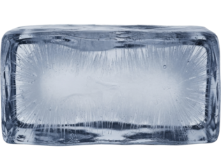 Rectangular ice block, frosty internal texture, air bubbles, on transparent, PNG image, PNG file