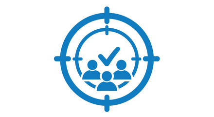 Target symbol with people inside a focused and strategic representation silhouette