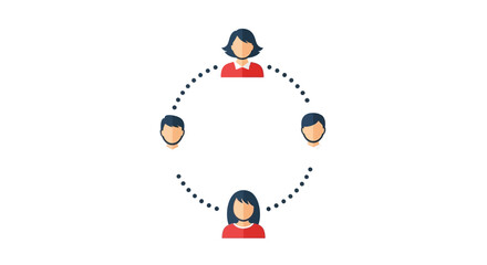 People connected in a circle with dotted lines a teamwork silhouette