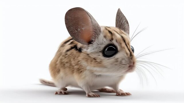 Adorable Jerboa Mouse on White Background, Close-up View.