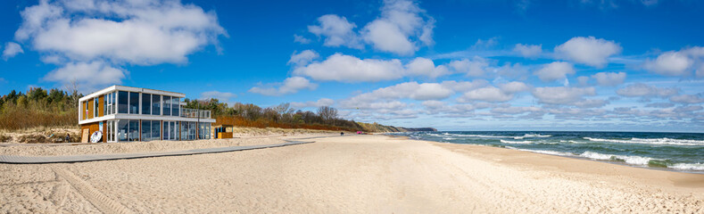 a sandy beach in the seaside town of Wladysławowo