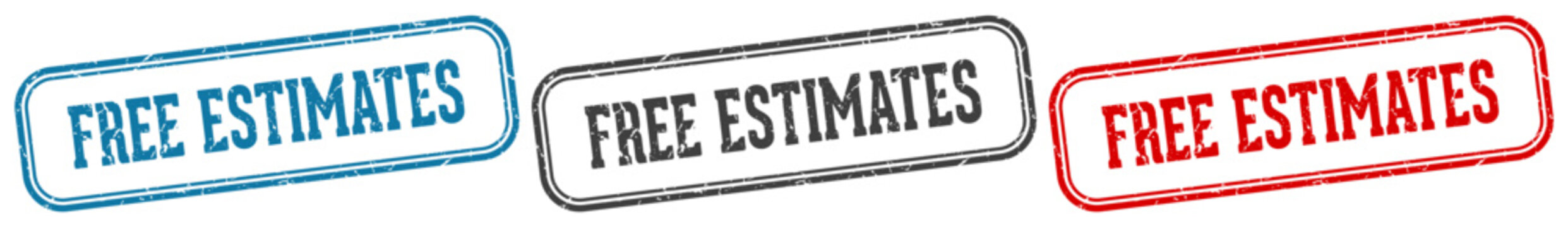 free estimates stamp. free estimates rectangular stamp set isolated on white background