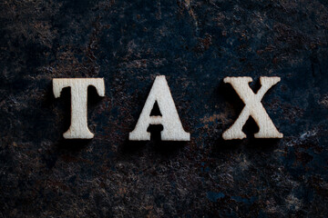 Wooden letters with the word help on an old rusty surface, closeup, top view. The concept is a call for help