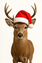 Cerf avec bonnet du P&egrave;re No&euml;l 