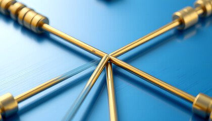 A golden key on black is an art concept for design alongside a colorful group of wooden pencils