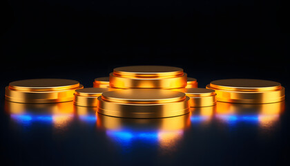 A golden stack of euro coins for financial wealth and savings