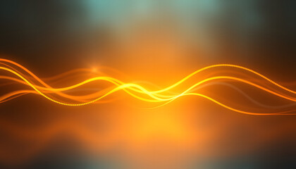 Bright orange and yellow wave vector illustration creating a dynamic abstract background design with light and motion effect