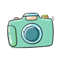 Cute mint green cartoon camera vector illustration graphic design